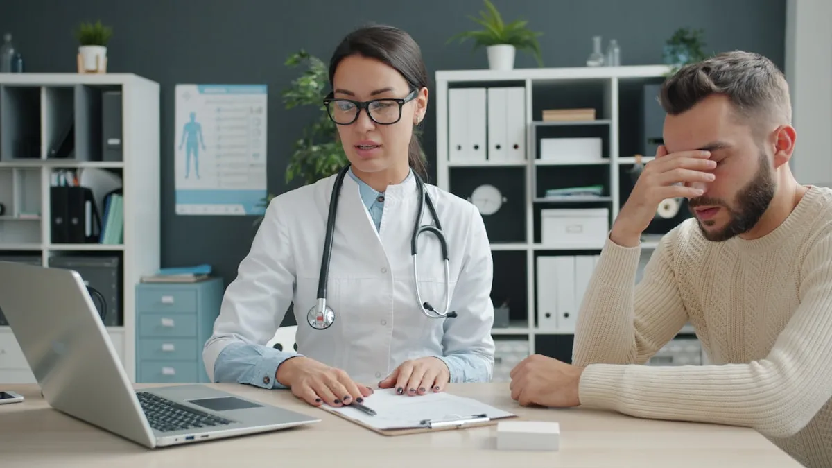 Patient receiving difficult medical news from doctor